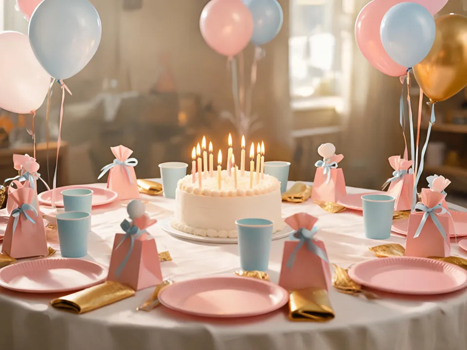 Birthday table with coordinated balloons