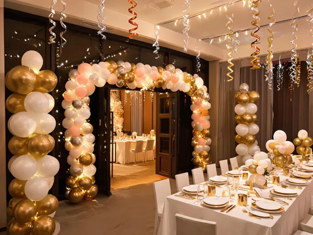 Event venue balloon setup